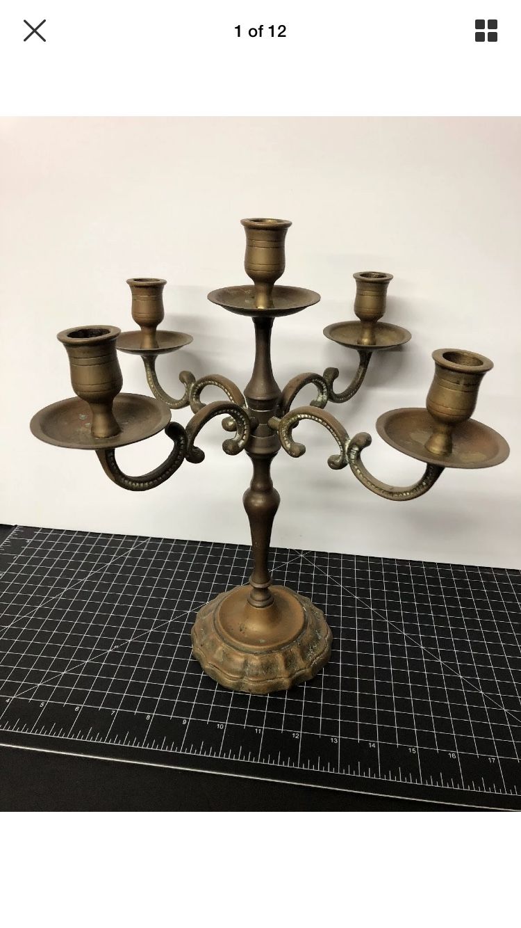 Vintage candelabra brass 12” candle holder stick