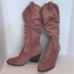 Cato, Womens Faux Suede, Mid Calf, Dusty Rose, Slouchy Boots, Size 9 Med
