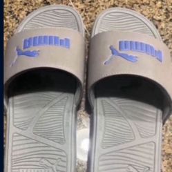 New New New Half Price Men’s Size 10 Puma Slides Gray And Blue 