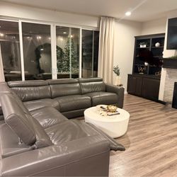 Gray leather Sectional Couch 