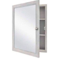 Glacier Bay 20 in. x 26 in. Recessed or Surface Mount Framed Medicine Cabinet in Gray woodgrain with Mirror
