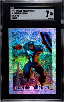 1994 Marvel Masterpieces Captain America Holofoil Graded SGC 7 Nice 