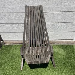 Weathered Wood Slatted Outdoor Lounge Chair