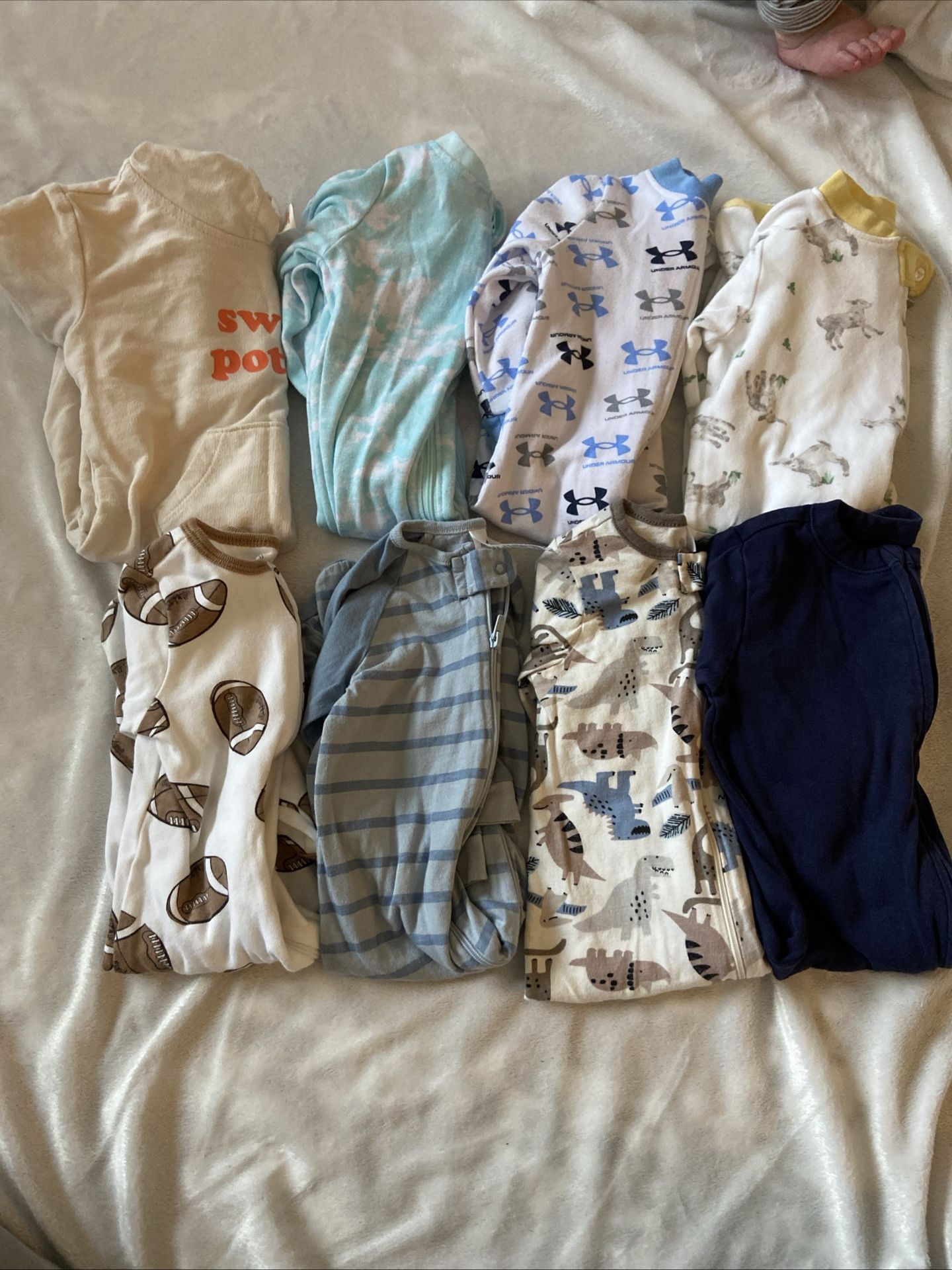 Baby Boy Footed Onesie Bundle Of 8 Size 3-6months