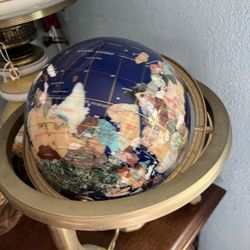 Polished Gemstone Globe For Desk Or Table 