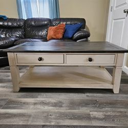 Solid Wood Custom Refinished Coffee Table-Farmhouse Distressed Finish
