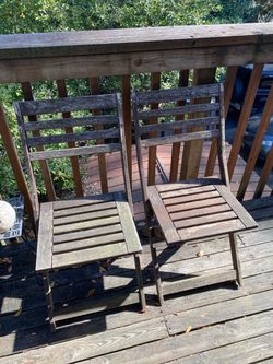 2 Outdoor Wood Chairs/ Read Description And Look At The Pictures