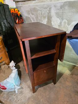 Dark Wood  Adjustable Table with Shelves and Door