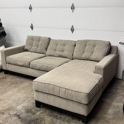 Modern Beige Sofa W/ Ottoman 