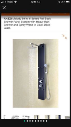 ANZZI Melody 59 in. 6-Jetted Full Body Shower Panel System with Heavy Rain Shower and Spray Wand in Black Deco-Glass