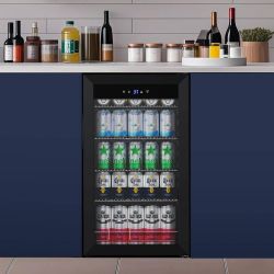 17.5 in. 130 Plus Cans Beverage Cooler Single Zone Adjustable Interior Space Portable Beverage Refrigerator in Black