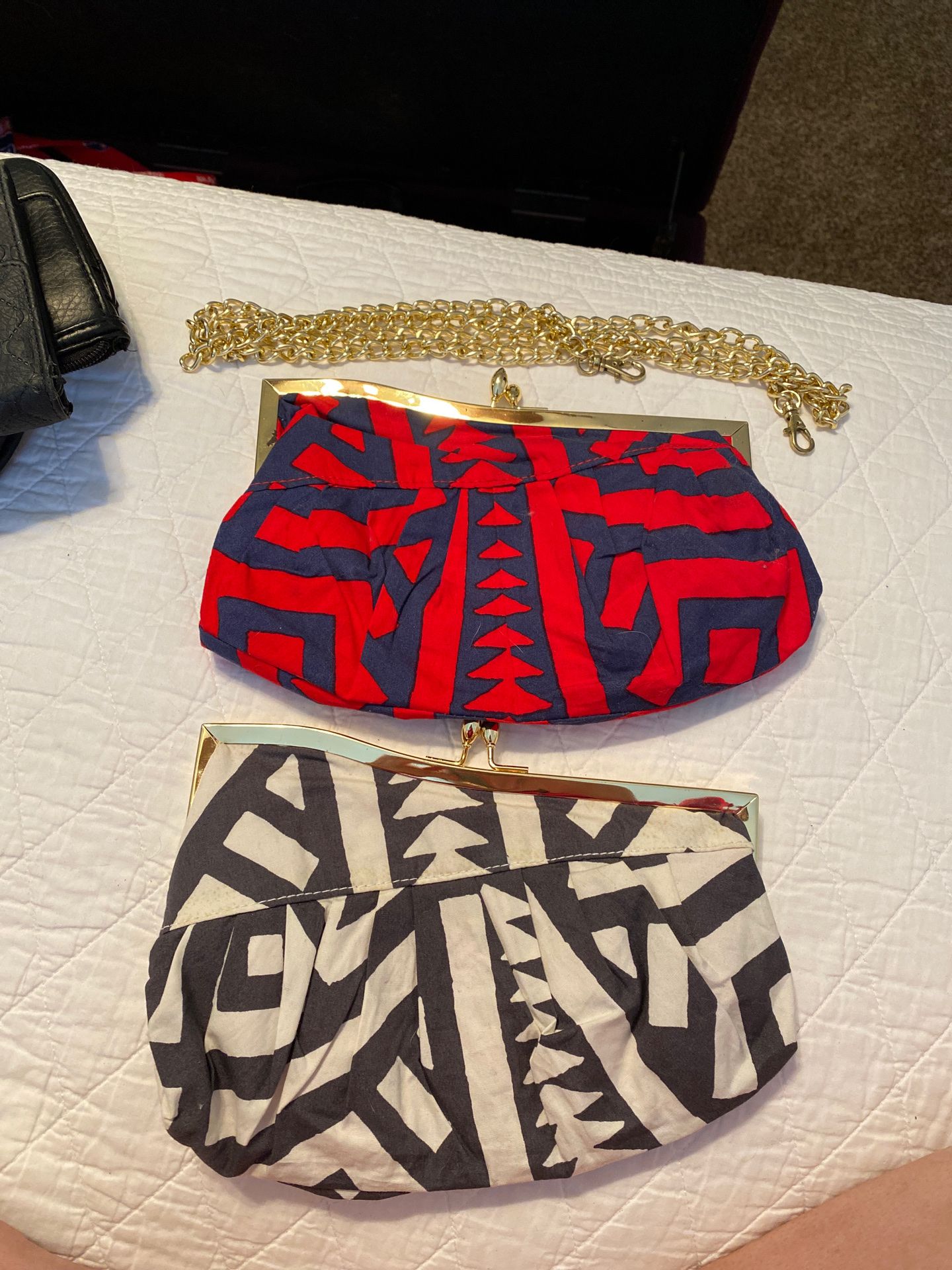 Billabong clutch purses with gold chain
