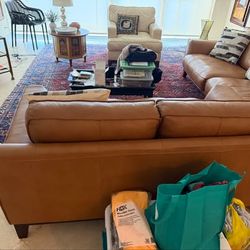 Havertys Brown Leather Loveseat
