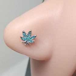 Blue Leaf Nose Piercing 