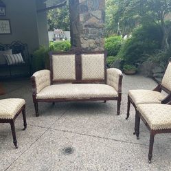 Loveseat/ Settee+ Matching Chairs/Antique