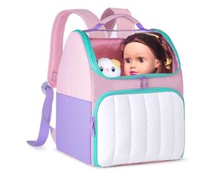 Kids Doll Carrier Backpack Pink Purple