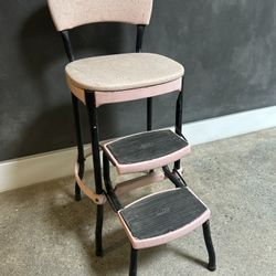 Vintage Cosco Step Stool Chair — Pink & Black