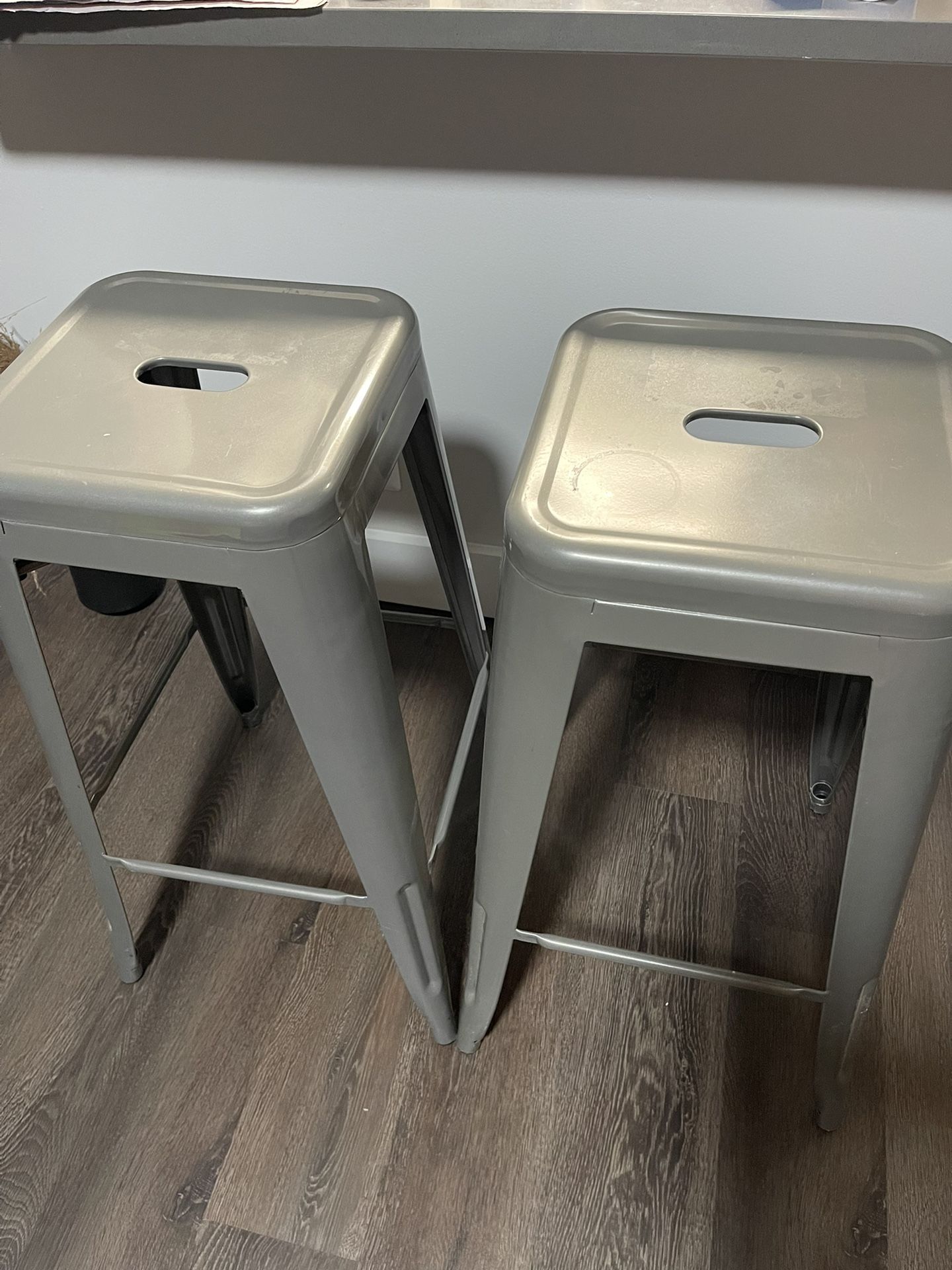 29” Grey Metal Bar Stools