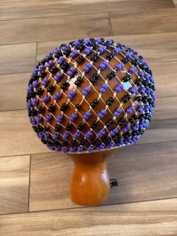 Traditional African Shekere – Purple & Black Beaded Gourd Shaker