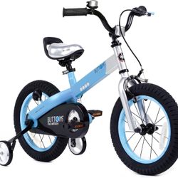 RoyalBaby Buttons Kids Bike (Matte Blue / 12 Inch With Training Wheels)