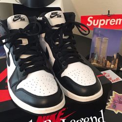 Air Jordan 1s high OG Black/white pre-owned size 9.5 10/10 condition 100% authentic
