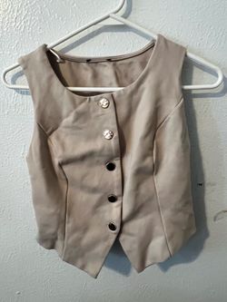 Beige Button Front Tailored Vest Top – Size S