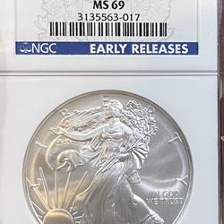 2008 SILVER MS 69 AMERICAN EAGLE 🦅 DOLLAR NGC 