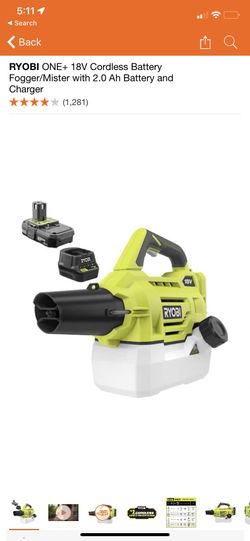 RYOBI ONE 18V Cordless Battery Fogger Mister with 2.0 Ah Battery and Charger for Sale in Moore OK OfferUp