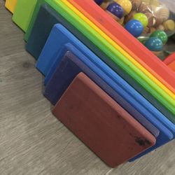 Wooden Rainbow Rectangle Stacker Toys, Building Blocks Board Set for Kids, 11Pcs Stacking Puzzle, Learning Creative Thinking Toys