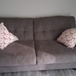 Grey Tufted Loveseat Couch