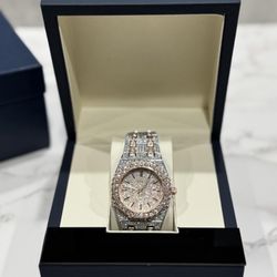 Iced Out Watch – Two Tone Rose Gold/Silver