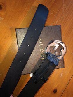 Mens Gucci Belt Black Leather GG Monogram Belt Authentic for