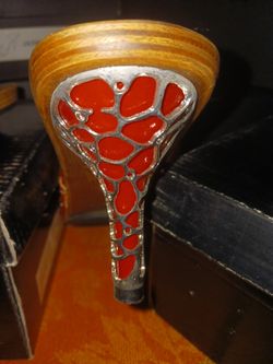 Red Wodden Heels With Stylish Metal Lace Heel