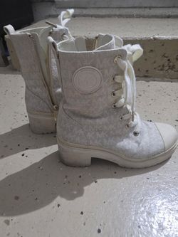 Michael Kors White Lace-Up Boots 6.5
