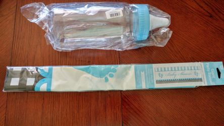Coin bottle bank& Baby shower Banner