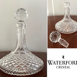 Vtg Waterford Ships Decanter Alana Crystal Liquor 10" Large Flat Bottom Ireland