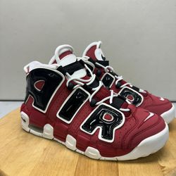 Nike Air More Uptempo Sneakers Youth Size 5Y Red Black Bulls 415082-600 Shoes 