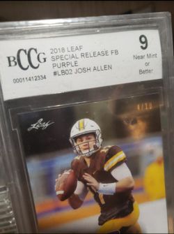 Josh Allen Rookie #'d 4/10 Beckett 9 2018 Leaf Special Release Purple Graded Mint 9 POP-1 Buffalo Bills 
