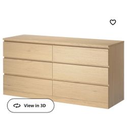 IKEA MALM 6 Drawer Dresser In White Stained Oak