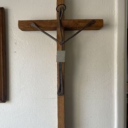 Wooden And Metal Cross From Mexico