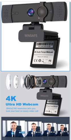 4K Webcam for PC, UHD Video Calls, PDAF Autofocus, Dual Noise-Canceling Microphones