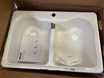 New - Chipped - Kohler Double-Equal Bowl Kitchen Sink 33”x22”
