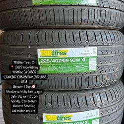 225/40R19 TBB , INCLUDING MOUNTING AND BALANCING. ASK ME FOR ANY SIZE OR BRAND, WE HAVE THE BEST PRICES OF CALIFORNIA
