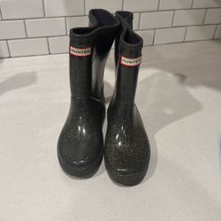 Girls Black Sparkle Hunter Boots