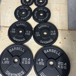 New complete set of 10,25,35, and 45lb olympic plates $230