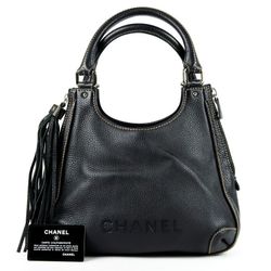 CHANEL  Leather One Shoulder Bag Black Logo Brand Ms33