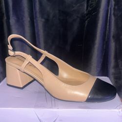 Tan Black Toe Heel 