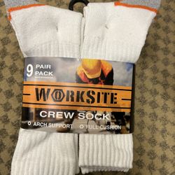 NWT Worksite arch support men’s crew socks 9 pairs 