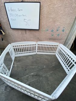 6-Panel White Plastic Pet Playpen with Door