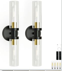 (Brand New in Box)
Battery Operated Wall Sconce Set of 2, 8000mAh Black Gold Rechargeable Wall Sconces Set of Two, Dimmable, Remote, 3000K Wll Lights 